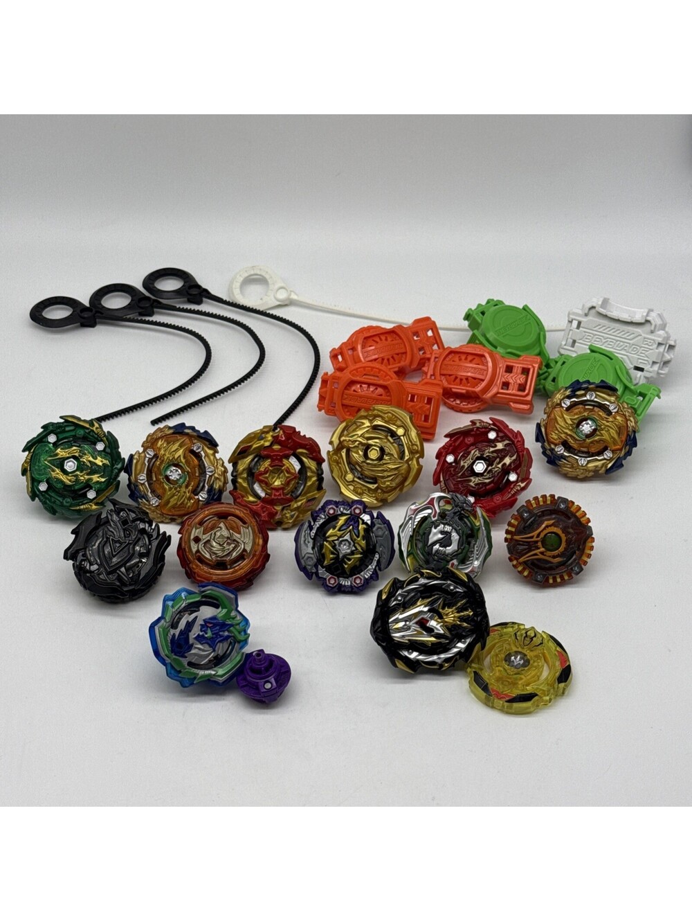 Beyblade Burst Hasbro Lot Of 13 Beys And Parts With Launchers